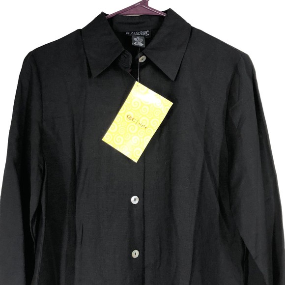 NWT Dialogue Linen Blend Shirt Tunic Dress w/Mother of Pearl Buttons, LonglineXS - Picture 3 of 9